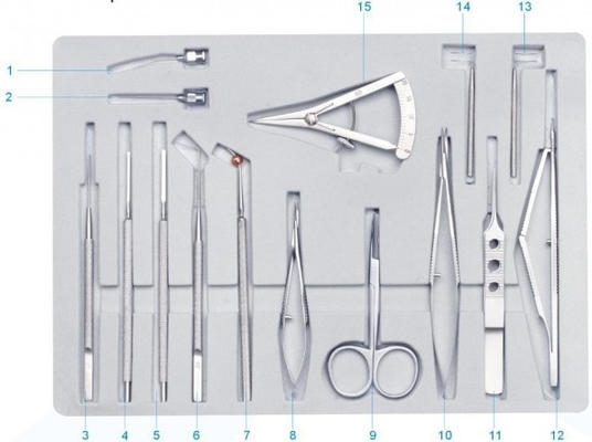 Instrumentos de la microcirugía SYX9 fijados para la implantación de la lente intraocular