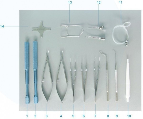 Instrumento SYX14 fijado para la pequeña cirugía de la catarata de la incisión (caja de esterilización incluida) (código No.59014)